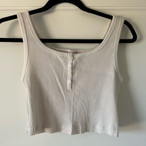 Uniqlo White Ribbed Tank Top